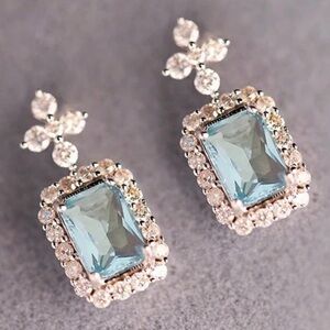 Cubic Zirconia Aquamarine Earrings